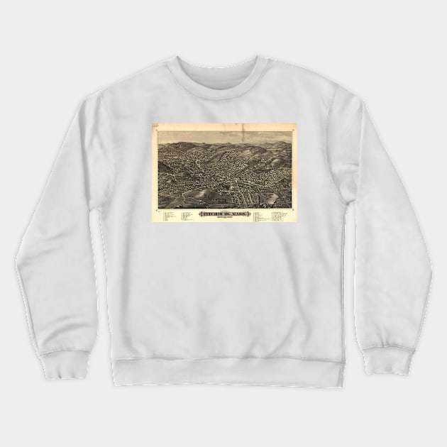 Vintage Pictorial Map of Fitchburg MA (1882) Crewneck Sweatshirt by Bravuramedia